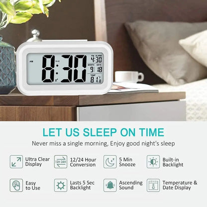 LED Digital Alarm Clock Backlight Snooze Data Time Calendar Desktop Multifunction Electronic Backlight Table Clock