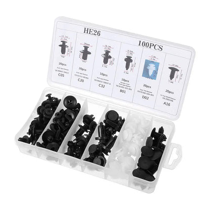 100PCS Automotive Bumper Clip Plastic Rivet Fastener Thrust Retainer Kit General Motors Ford Toyota Honda Chrysler