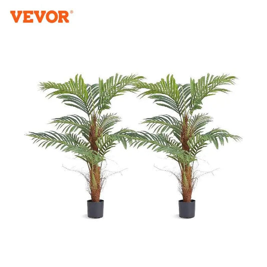 VEVOR Artificial Palm Tree 4/5/6 FT Tall Faux Plant Secure PE Material & Anti-Tip Tilt Protection Low-Maintenance Plant for Home