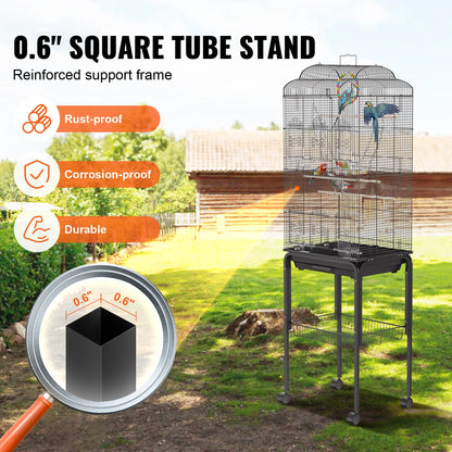 VEVOR 60 inch Bird Aviary Flight Pet Bird Cage Metal with Rolling Stand and Hanging Toys for Cockatiels Parrots Pigeons Parakeet