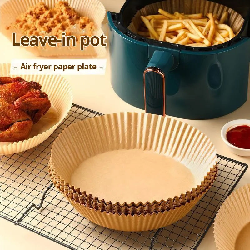 50pcs/set Disposable Air Fryer Paper Liner 23CM Oil-proof Water-proof Airfryer Disposable Cooking Paper Trays Baking Paper