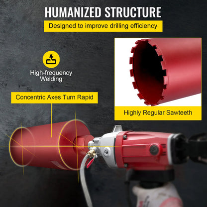 VEVOR Diamond Core Drill Bit 450mm Length 5/4in Universal Thread Hole Cutter for Drilling Concrete Brick Masonry Marble w/ Blade