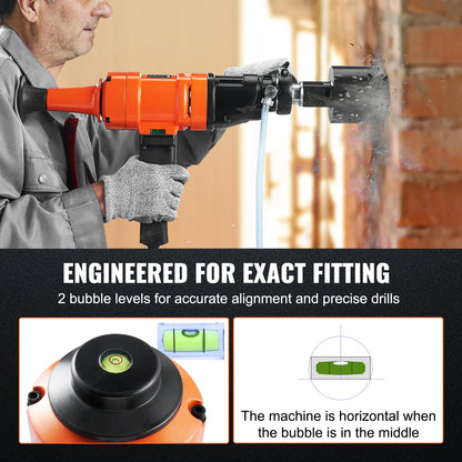 VEVOR 1500W 4in Bit Diamond Core Drill Machine Handheld Concrete Core Drill Rig Wet Stepless Speed Electric Drilling Machine