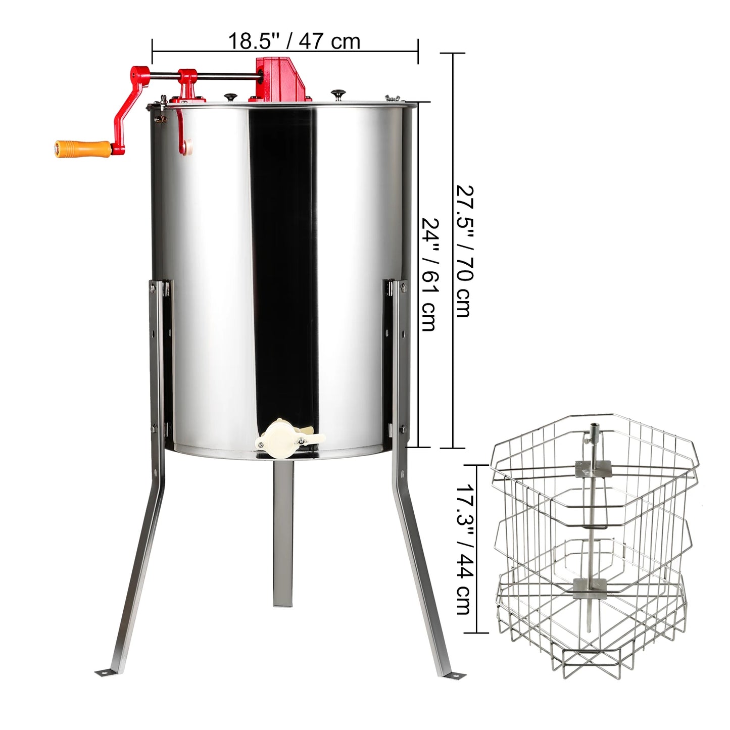 VEVOR Manual Honey Extractor 4/8 Frames Honey Spinner Extractor Stainless Steel Beekeeping Extraction Honeycomb Drum Spinner
