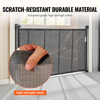 VEVOR Retractable Baby Gate Tall Mesh Baby Gate Extends up to Wide Retractable Gate for Kids or Pets Retractable Dog Gates