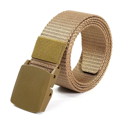 Men Belts Fashion Unisex Jeans Belts Adjustable Belt Men Outdoor Travel Tactical Waist Belt with Plastic Buckle for Pants 120cm