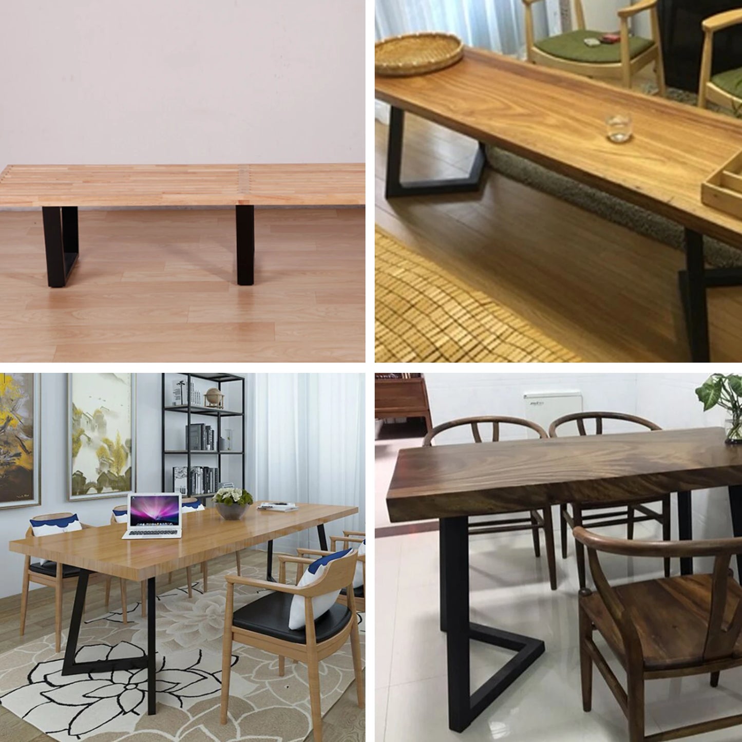 VEVOR 2PCS Table Legs Metal Black Furniture Legs Heavy Duty Industry Desk Adjustable Non-Slip Feet Nordic Style For Coffee Table