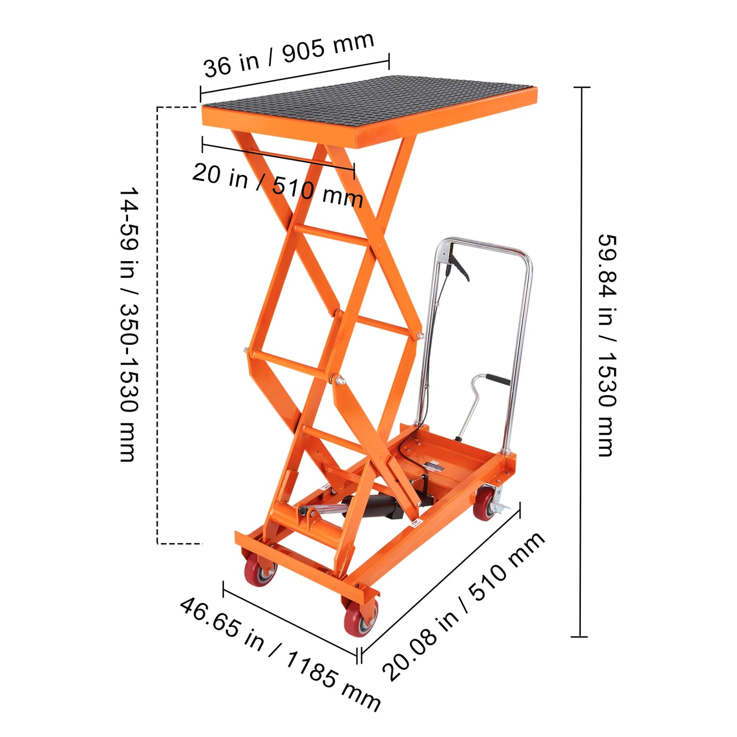 VEVOR 330/770/1760Lbs Lifting Platform Hydraulic Car Lift Table Cart Heavy Duty Double Shear Wheelbarrow for Repair Motorcycl