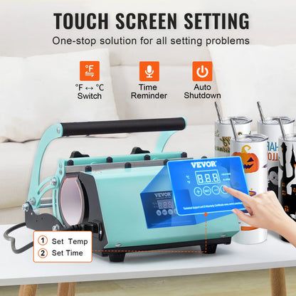 VEVOR Tumbler Heat Press Machine and Sublimation Tumblers Tumbler Press Set with 8pcs 20OZ Blank Tumblers Mug Press Cup Press