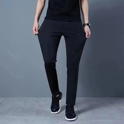 Summer new men's casual pants slim Korean ice silk pants Jin round thin sports pants straight tube quick drying pants