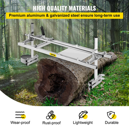 VEVOR Chainsaw Mill Planking Milling 24 36 48 Inch Guide Bar Wood Lumber Cutting Portable Sawmill Aluminum Steel Chain Saw Mill