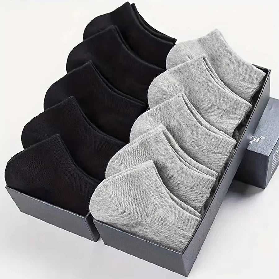 10/40 Pairs Men's Boat Socks Breathable Sweat Absorbing Solid Color Mature Atmospheric High-Quality Men's Business Low Socks