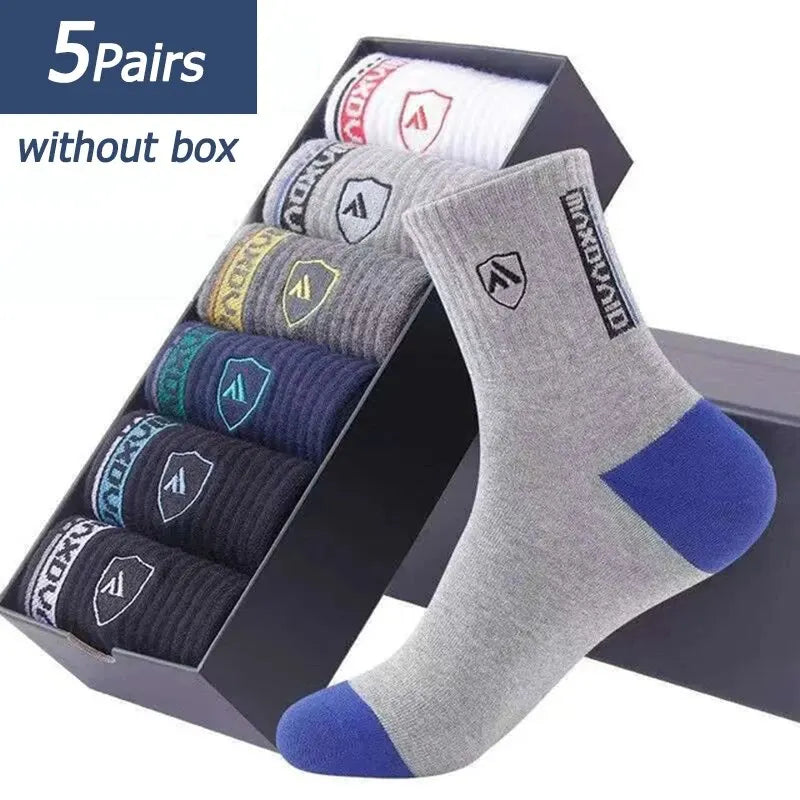 5 Pairs Apring And Fall Mens Sports Socks Summer Leisure Sweat Absorbent Comfortable Thin Breathable Basketball Meias