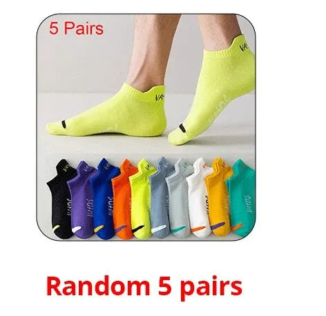 5 Pairs Bright Color Ankle No Show Socks Men Breathable Street Fashion Sport Deodorant Invisible Travel Running Socks