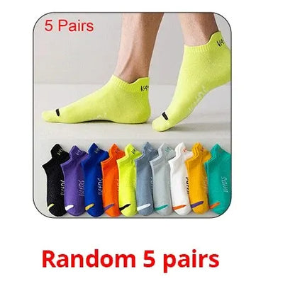 5 Pairs Bright Color Ankle No Show Socks Men Breathable Street Fashion Sport Deodorant Invisible Travel Running Socks