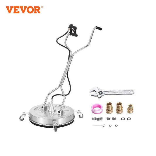 VEVOR 15/18/20/24" Pressure Washer Surface Cleaner w/ Handles & Wheels Stainless Steel Concrete Cleaner 4000 Max PSI for Garden