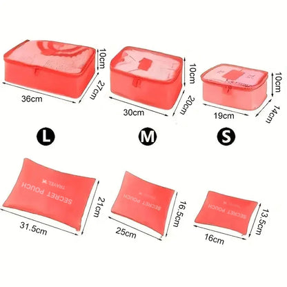 6pcs Simple Solid Color Travel Storage Bag, Clothing Storage Bag, Dry And Wet Separate Storage Bag, Cosmetic Bag Wash Bag Toilet