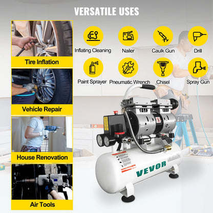VEVOR Silent Air Compressor 9/25/30L Portable Oil-free Air Compressor Pump Safe Solenoid Valve Workshop Repair Tire Inflation