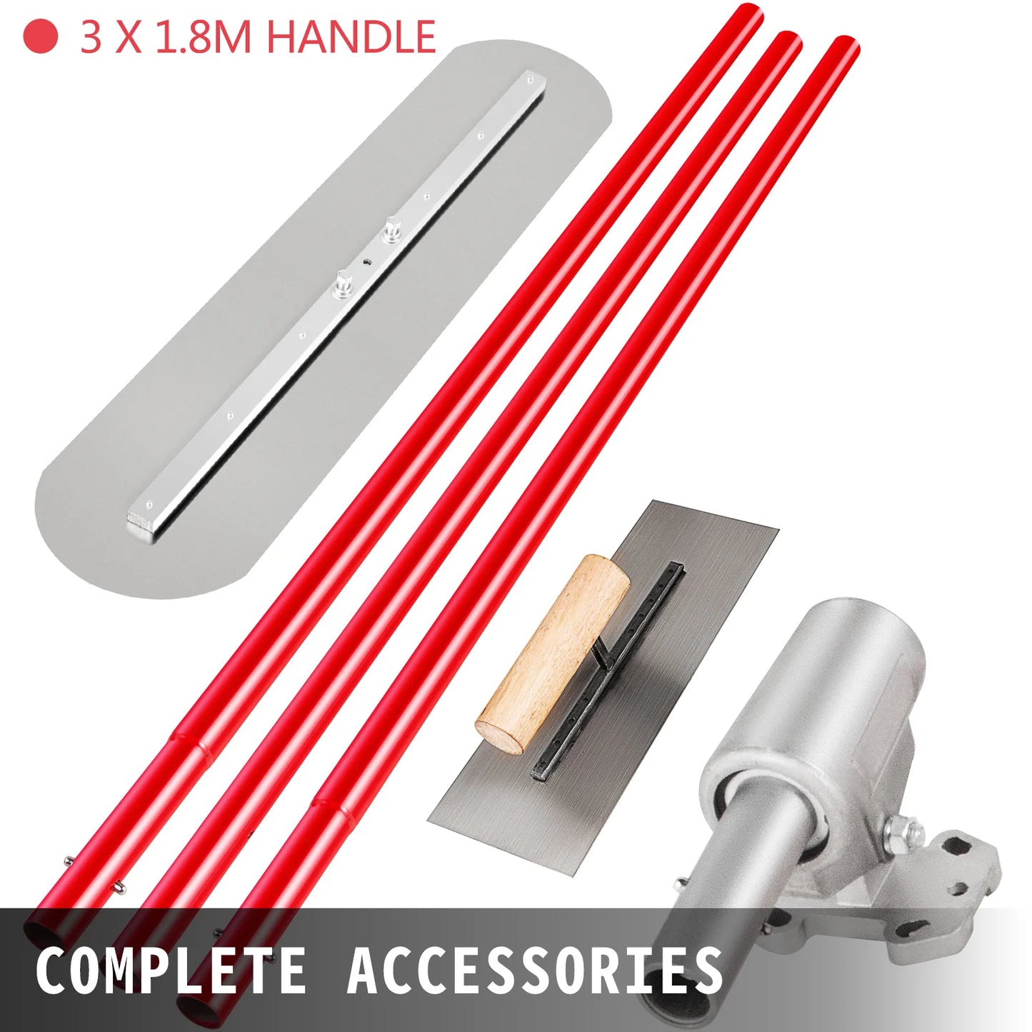 VEVOR Concrete Float 1200x200mm/1200x300mm Finishing Bull Float with 4 Handle Round End Drywall Construction Tools Cement Trowel