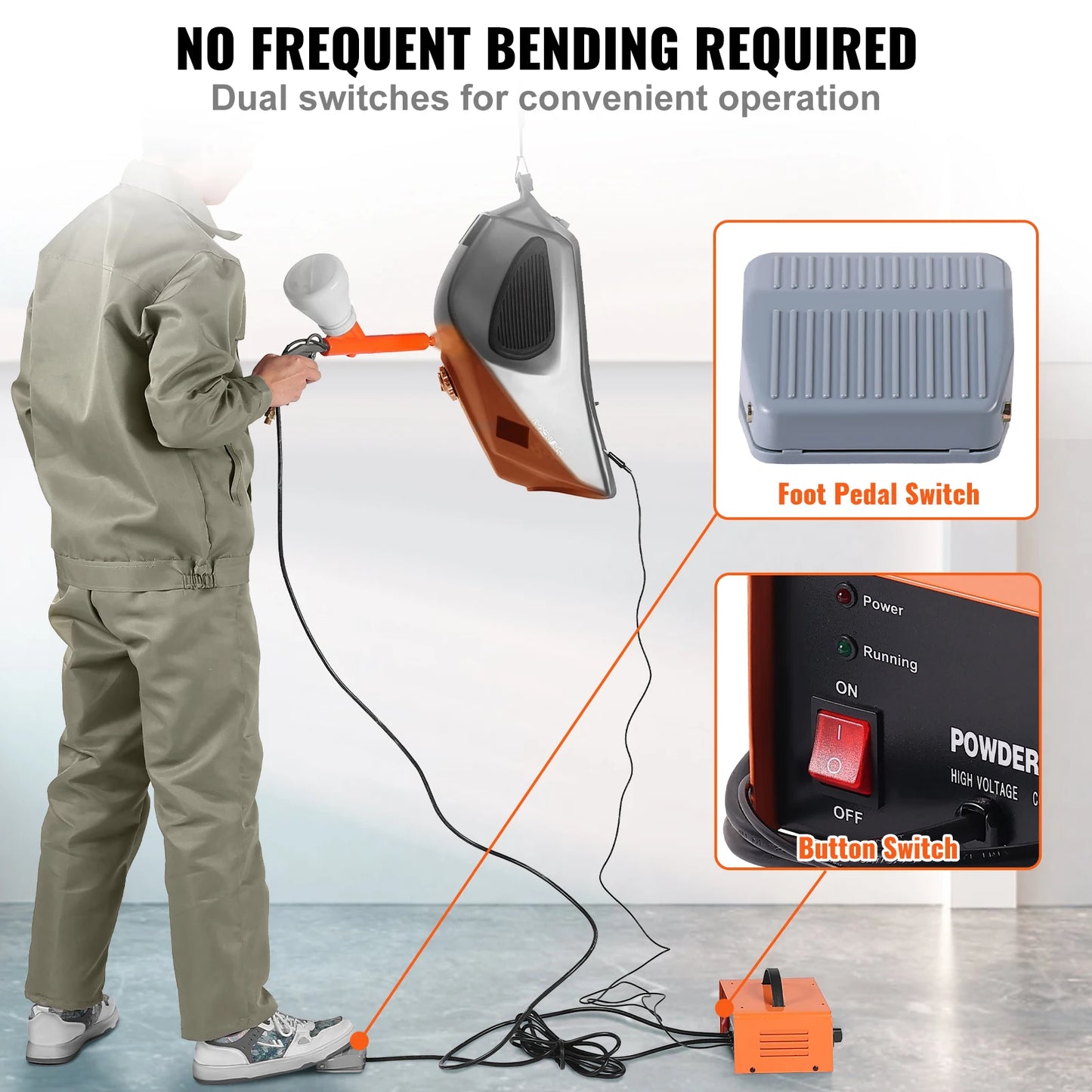 VEVOR 50KV Powder Coating System Electrostatic Output Powder Coating Kit Powder Coating Equipment Home and Commercial Production