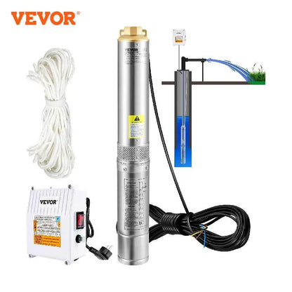 VEVOR Deep Well Submersible Pump 110L/min 44 m Head 10.2 cm Stainless Steel Water Pumps for Industrial Irrigation & Home Use