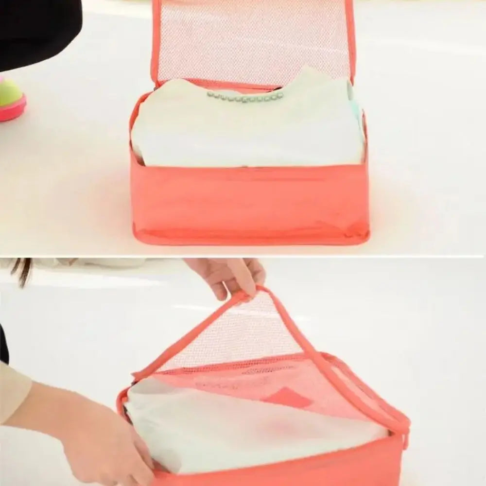 6 Pcs/Set Pink/Blue/Grey Travel Storage Bag Large Capacity Waterproof Luggage Clothing Underwear Storage Bag Bag With Zipper