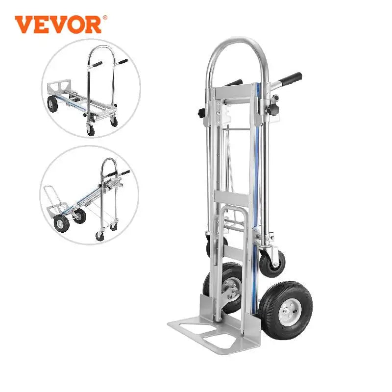 VEVOR 3-in-1 Aluminum Hand Truck Foldable Dolly Cart 1000 lb Capacity 350kg Max Weight for Home Using Industrial Heavy Duty Work