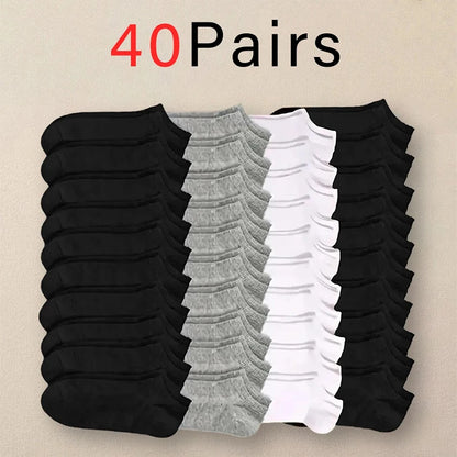 10/40 Pairs Men's Boat Socks Breathable Sweat Absorbing Solid Color Mature Atmospheric High-Quality Men's Business Low Socks