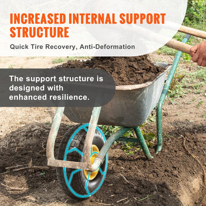 VEVOR 2-Pack Solid PU Run-Flat Tire Wheel 10" Flat Free Tubeless Tires and Wheels for Dollies Garden Trailers Various Carts