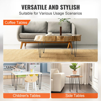 VEVOR 16inch Hairpin Furniture Legs 4PCS Black 500lbs Metal Heavy Duty Sturdy Modern Table Legs For Nightstand Coffee Table Desk