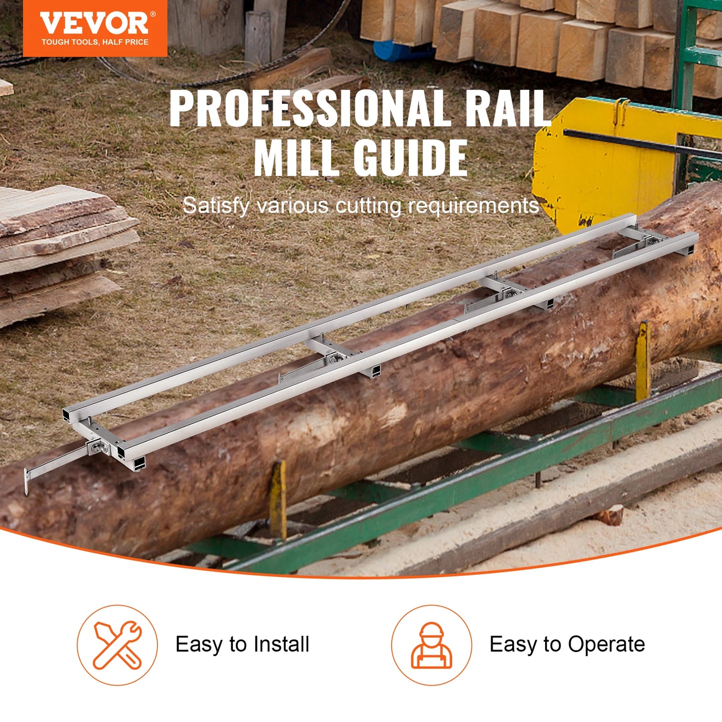 VEVOR Chainsaw Mill Planking Milling 9ft Guide Bar Wood Lumber Cutting Portable Sawmill Aluminum Steel Chain Saw Mill