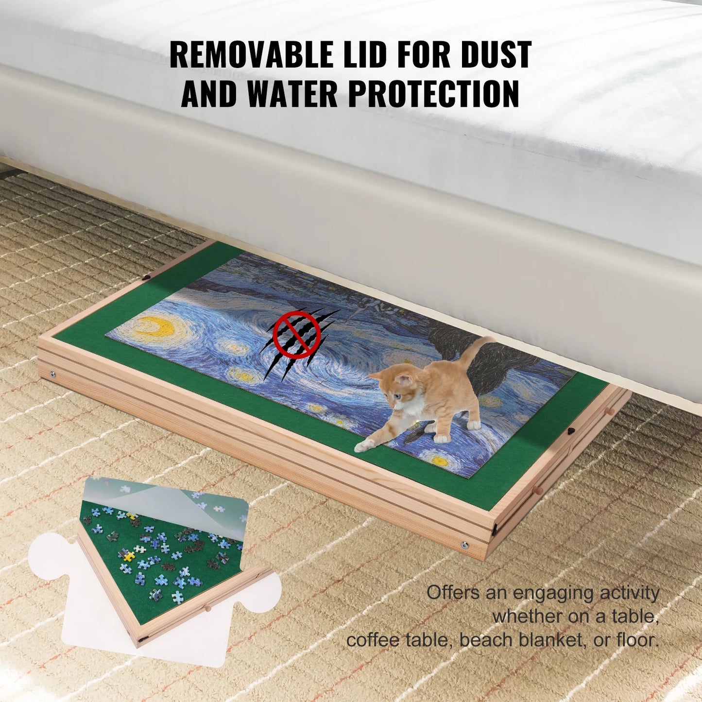 VEVOR 1500 Piece Puzzle Table with Folding Legs 4 Drawers and Cover Wooden Jigsaw Puzzle Plateau For Adults Gift for Mom