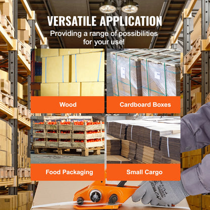 VEVOR Pallet Packaging Strapping Banding Kit with Tensioner Banding Sealer Tool 328ft PP Band 100 Metal Seals for Packing Belt