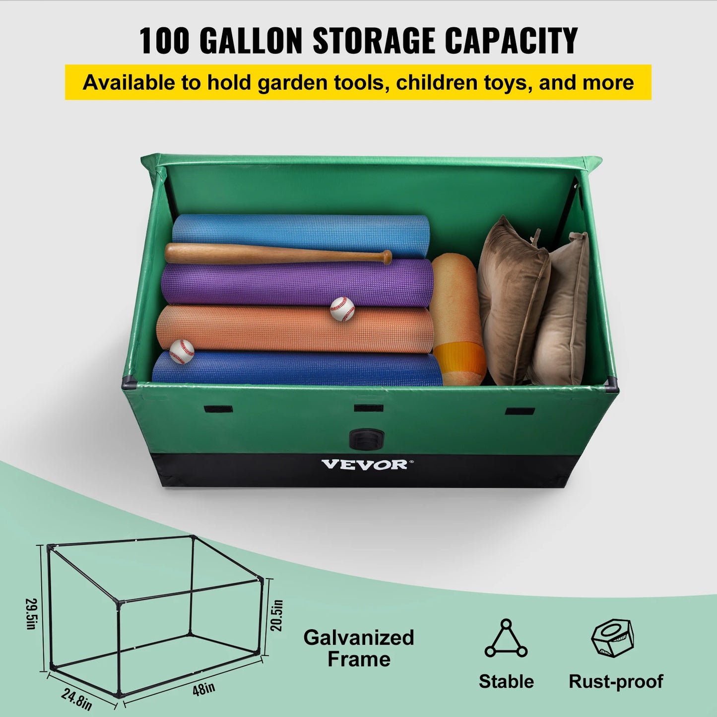 VEVOR Outdoor Storage Box Patio Deck Box 100 /150 /230 Gallon Waterproof PE Tarpaulin Patio & Garden Furniture Home & Garden
