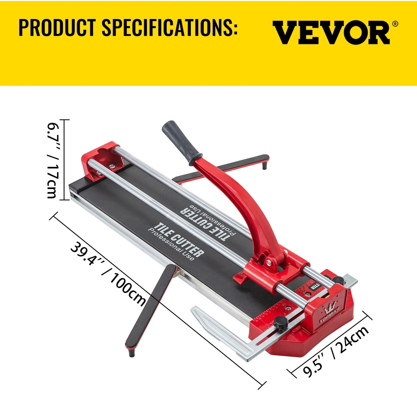 VEVOR Manual Tile Cutter Laser Positioning Double Rails W/ Supporting Feet Professional Push Knife for Cutting Ceramic Porcelain
