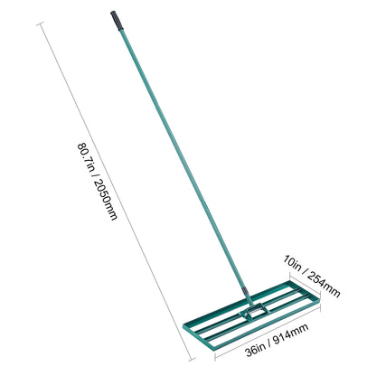 VEVOR Lawn Leveling Rake 36inchx10inch Heavy-duty Lawn Leveler With 78inch Steel Extended Handle For Garden Golf Lawn Farm