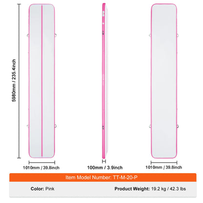 VEVOR Gymnastics Air Mat 4inch Thick Tumble Track with Electric Pump For Home Use Gym Yoga Cheerleading Beach Park Water