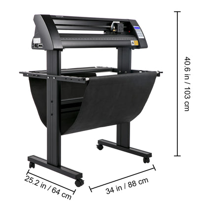 VEVOR 28/34/53 Inch Semi-Automatic Vinyl Cutter Plotter Cutting Printer w/ Floor Stand 3 Blades LCD Display SIGNMASTER Software