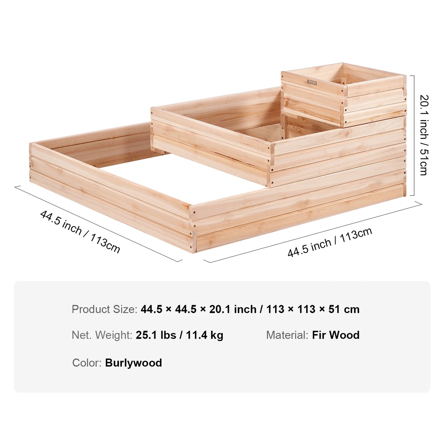 VEVOR Wooden Raised Garden Bed Planter Box Elevated/Floor w/ Whole Kit and Drainage System for Planting Flower Vegetable Herb