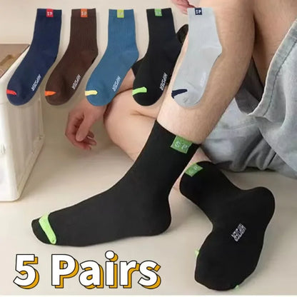 5 Pairs Apring And Fall Mens Sports Socks Summer Leisure Sweat Absorbent Comfortable Thin Breathable Basketball Meias