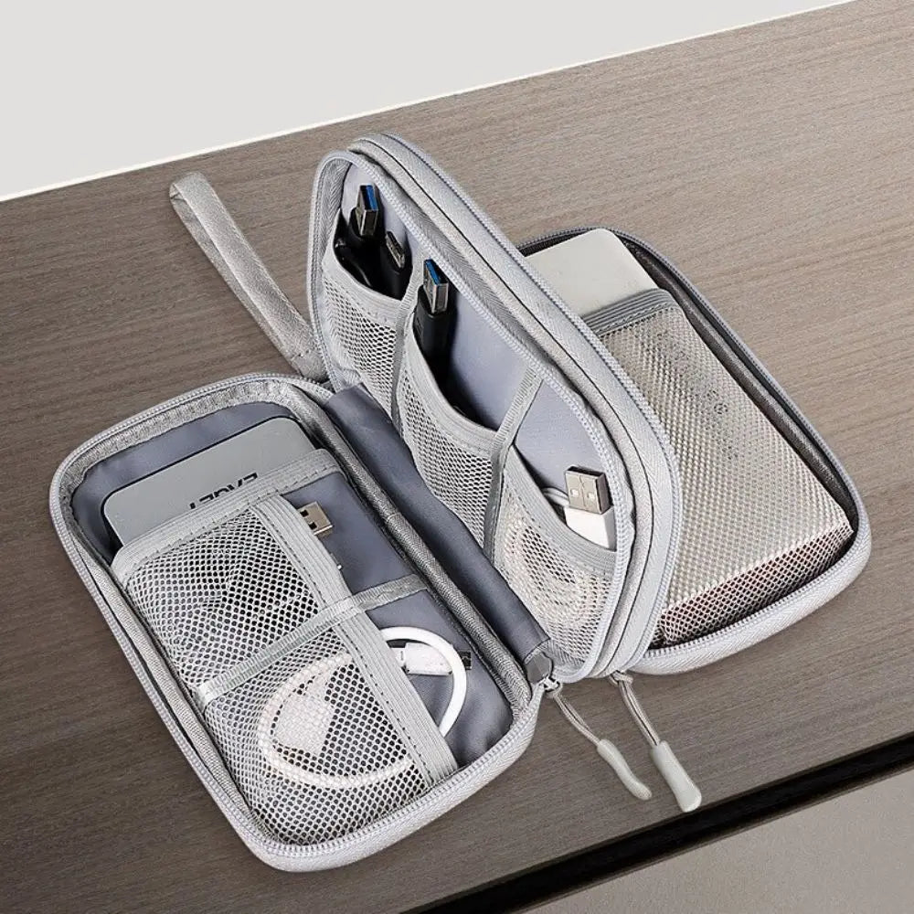 1PC Portable Double Layers Travel Cable Storage Bag, Travel Organizer Bag Cable Storage Organizers Pouch Carry Case