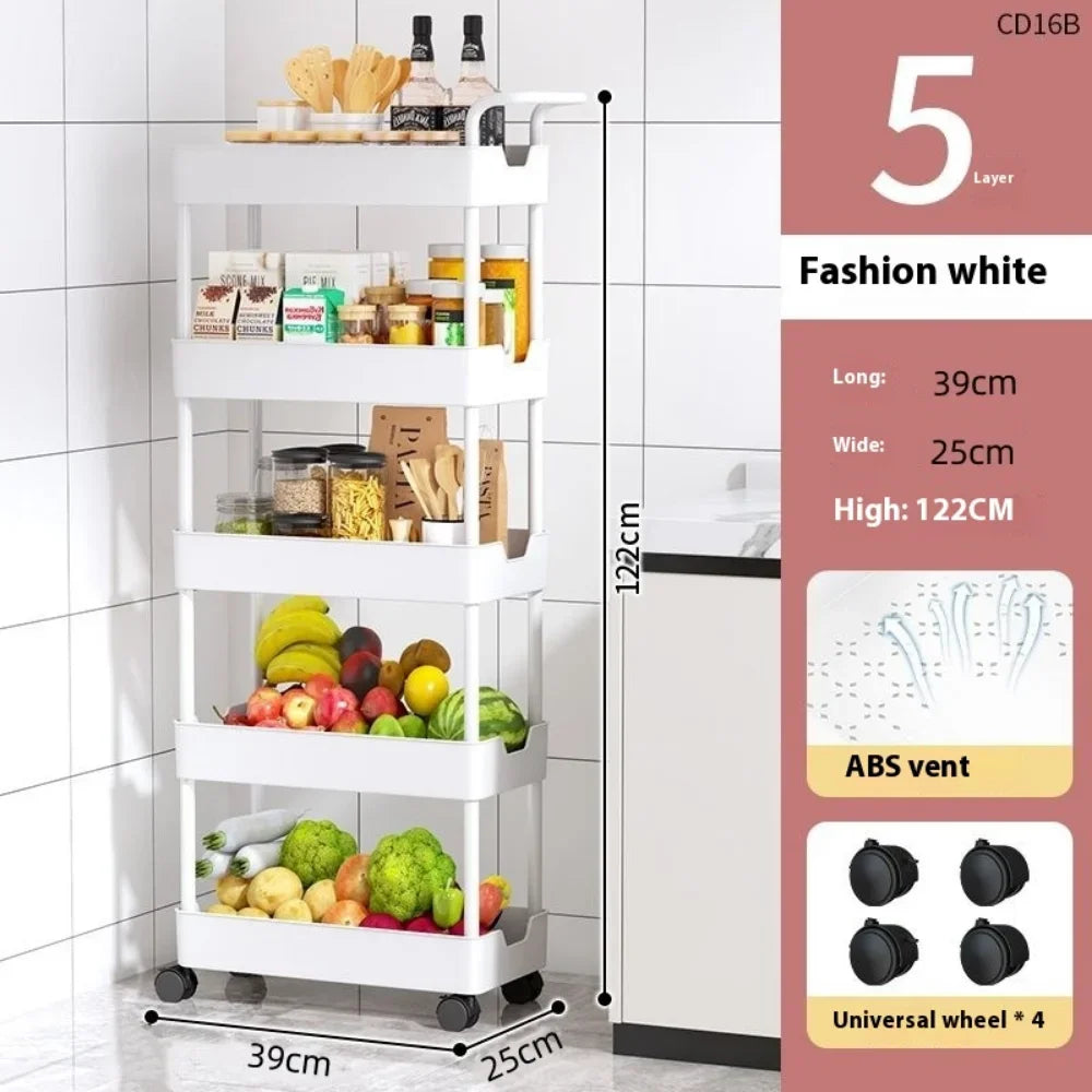 Mobile Storage Rack Trolley Organizer Rolling Storage Cart High Capacity Rack Rolling Cart Bookshelf for Bedroom Bathroom