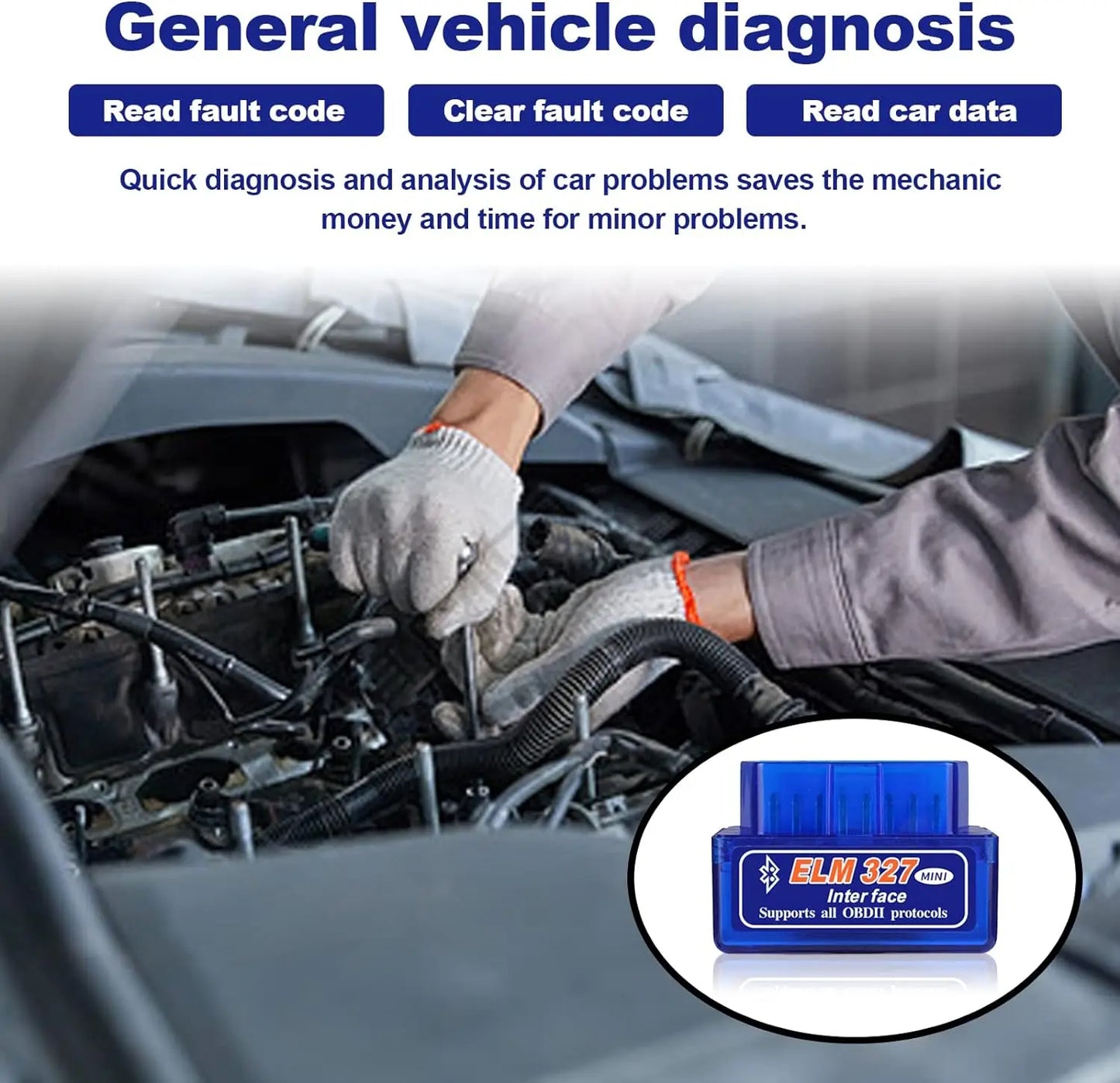 ELM327 V2.1 obd2 Scanner Car Diagnostic Check Engine Scan Tool Code Reader Car Fault Detector