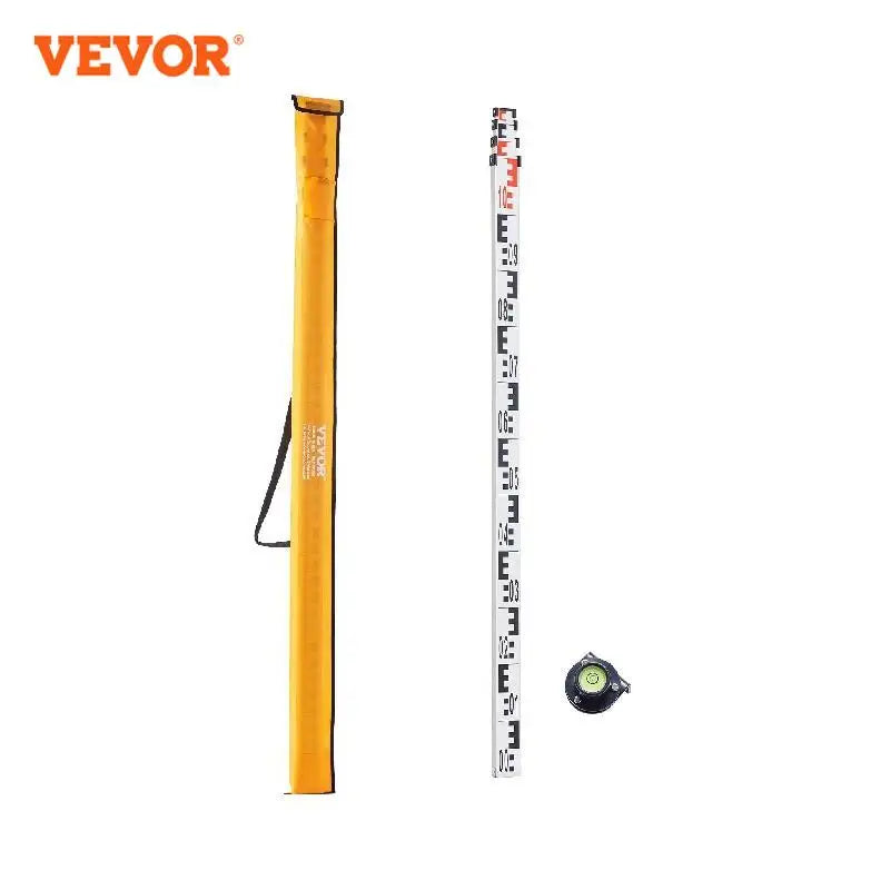VEVOR Aluminum Grade Rod 4M Metric Telescopic Measuring Rod Double-Sided Scale in CM/MM Leveling Rod Stick Aluminum Alloy Survey