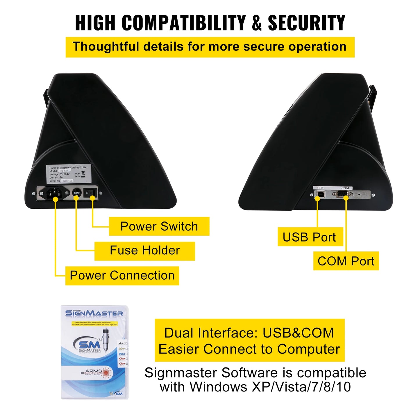 VEVOR 28/34/53 Inch Semi-Automatic Vinyl Cutter Plotter Cutting Printer w/ Floor Stand 3 Blades LCD Display SIGNMASTER Software