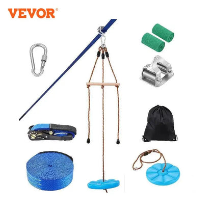VEVOR Zipline Kit for Kids and Adult 52 ft Zip Line Kits Up to 500 lb Backyard Outdoor Quick Setup Zipline Seat and Handlebar