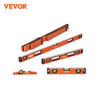 VEVOR Magnetic Torpedo Level 48/24/16/10 in Mechanical Level Set Bubble Vials Ruler for 45/90/180 Degree Aluminum Alloy Leveler