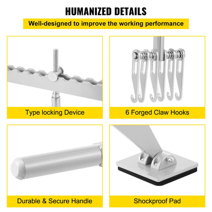 Vevor Dent Pull Bar 6 Claw Hook Dent Puller Single Leg Levelling Portable Dent Pull Bar Aluminum Alloy for Car Dent Repairing