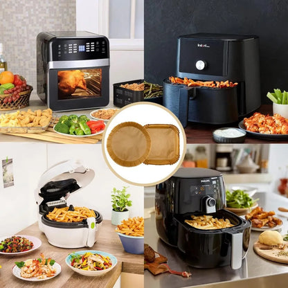 50/100pcs Air Fryer Disposable Paper Round/Square/Rectangle Liner Non Stick Special Round Size Baking Papers Kitchen Accessories