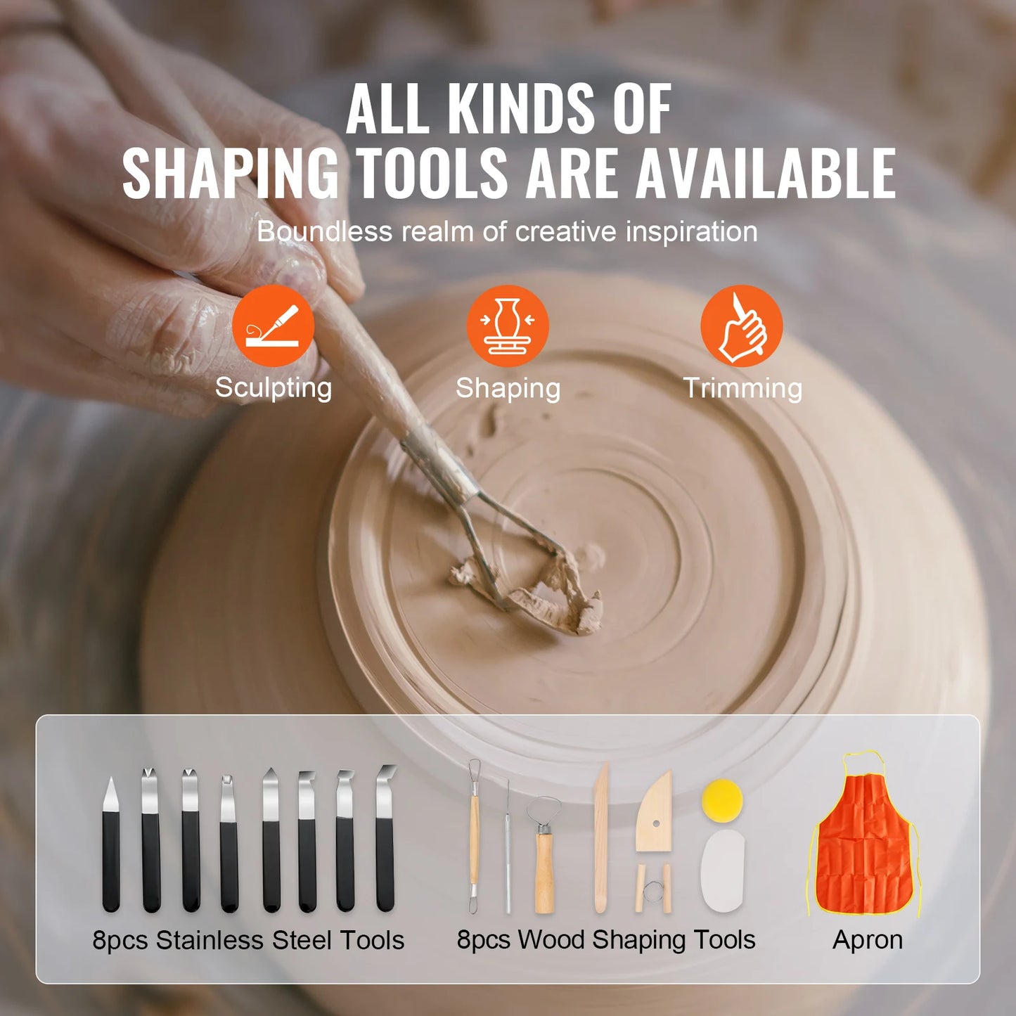 VEVOR 11in Pottery Wheel Ceramic Forming Machine Adjustable 60-300RPM Speed Handle and Foot Pedal Control ABS Detachable Basin